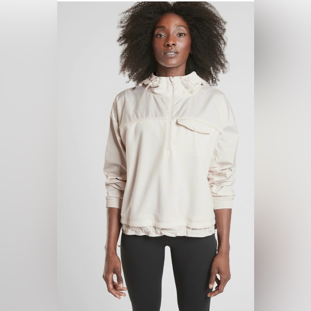 Athleta Microfleece 1/2 zip, pearl white top